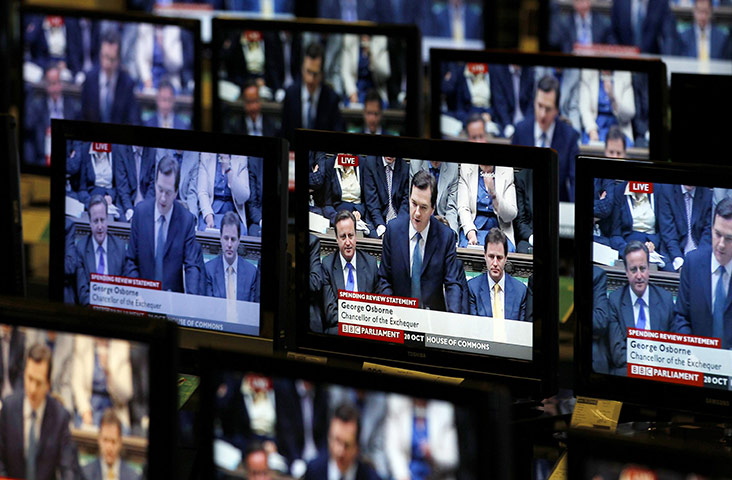 Week in Business: George Osborne on tv screens in a store in Edinburgh