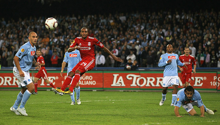 Europa League: David Ngog watches his shot deflect wide of the target 