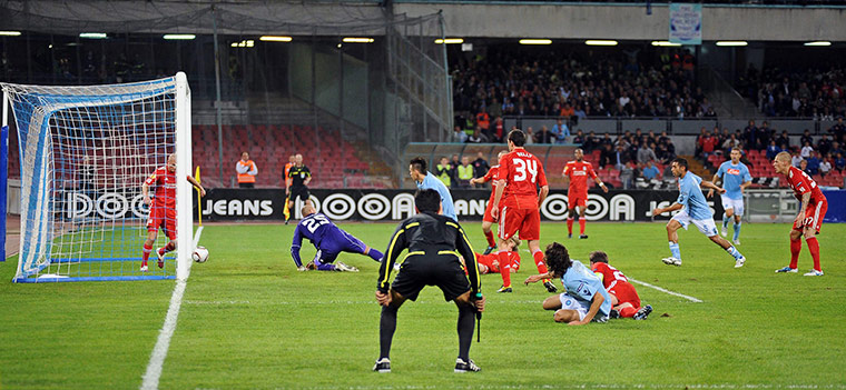 Europa League: Paul Konchesky clears before Marek Hamsik's header crosses the line