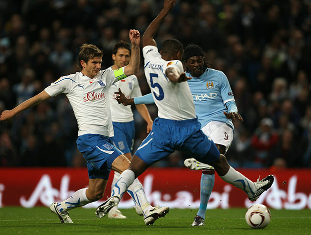 Europa League: Emmanuel Adebayor opens the scoring against Lech Poznan 