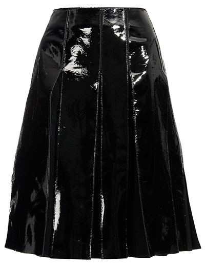 Key trends: full skirts: Patent leather skirt