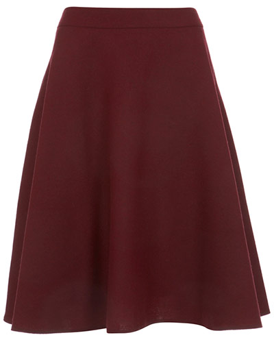 Key trends: full skirts: Burgundy full skirt