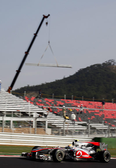 Korean Grand Prix: McLaren's Lewis Hamilton powers his car around the track