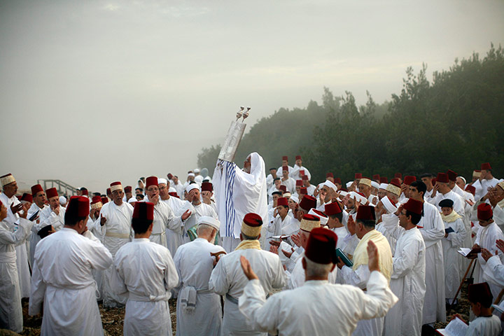 24 hours: Samaritans celebrate a sunrise service on Mount Gerizim during Sukkot