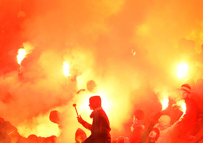 24 hours: Zenit St Petersburg fans light flares during the Europa League soccer match