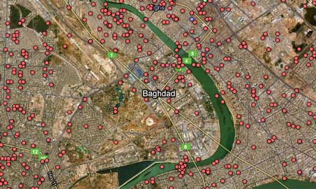 Map Of Iraq War. Iraq war logs deaths mapped