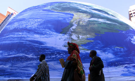 A scene outside the United Nations World Summit on Sustainable Development in Johannesburg in 2002