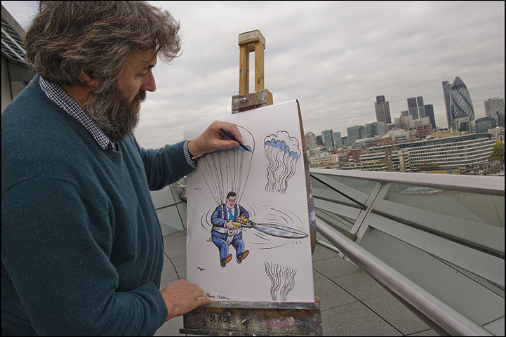 Big Draw London: Steve Bell and Posy Simmons draw cartoons as part of the 'Big Draw'
