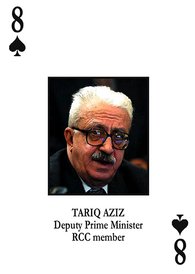 Tariq Aziz: Tariq Aziz as the eight of spades on a playing card