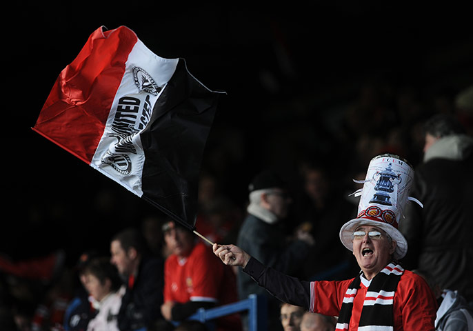 FC United: An FC of Manchester United fan celebrates