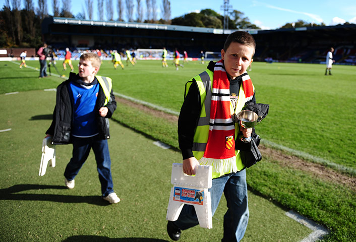 FC United: FC United of Manchester ball boys prepare for their match duties