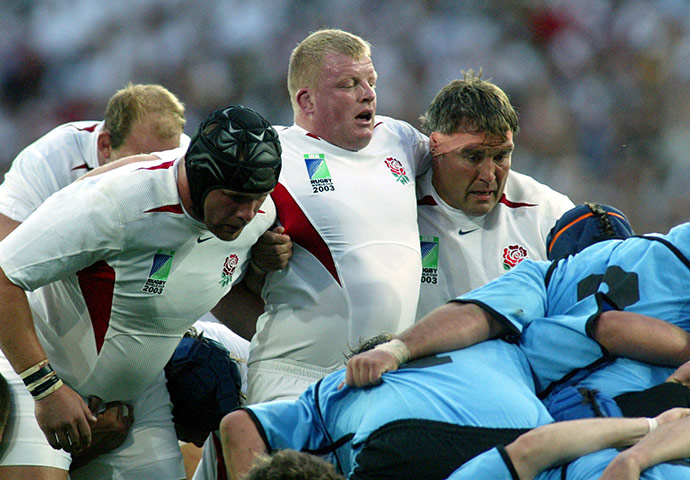 2003 RWC winners: Dorian West in the 2003 World Cup match against Uruguay