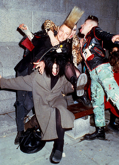 Doc Martens: Punks celebrating new years eve in Trafalgar Square, 1989