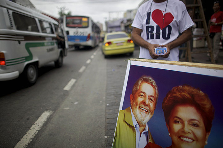 24 hours in pictures: campaign poster for Dilma Rousseff in Brazil
