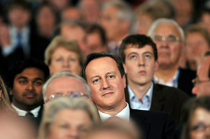 conservative conference: Prime minister David Cameron sits in the audience