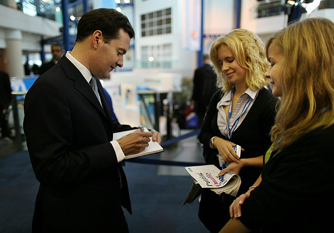 conservative conference: Chancellor of the Exchequer George Osborne signs autographs