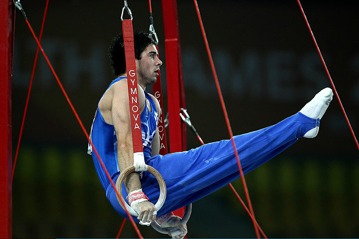 Commonwealth Games: Ryan McKee of Scotland in action on the rings Commonwealth Games