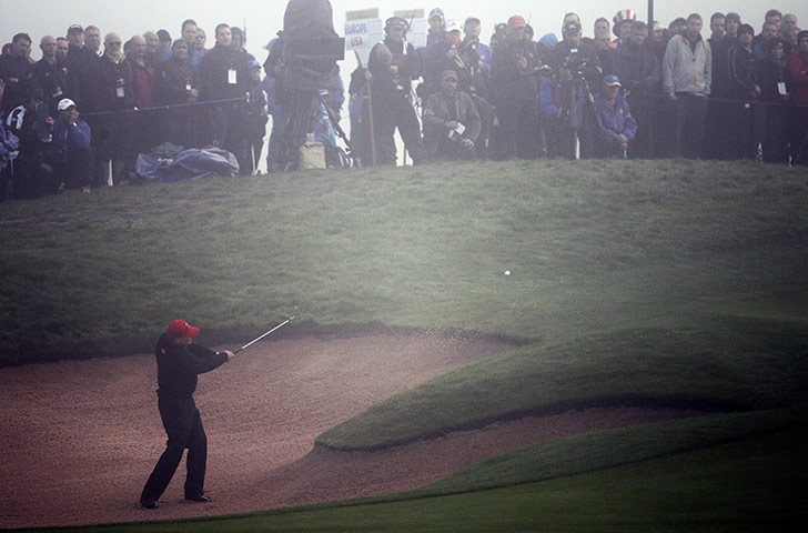 Ryder Cup Day 4: Steve Stricker of the USA plays a shot singles Matches 2010 Ryder Cup