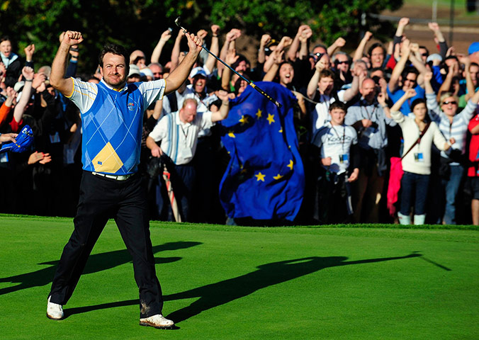 Ryder Cup Day 4: European Ryder Cup player Graeme McDowell of Northern Ireland on the 17th