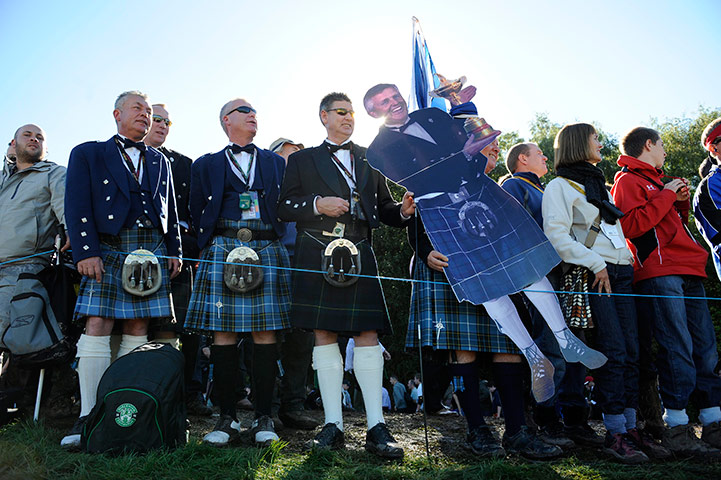 Ryder Cup 4 Jenkins: Scottish fans with Colin Montgomerie with the Ryder Cup Ryder Cup 2010