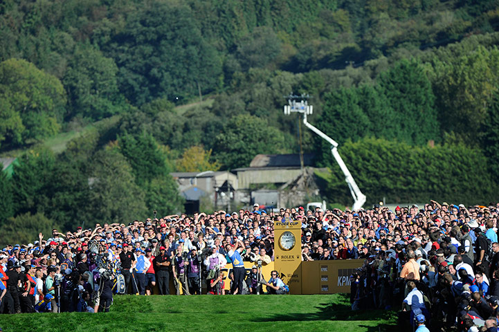 Ryder Cup 4 Jenkins: Graeme McDowell tee shot on 17th Ryder Cup 2010 day four