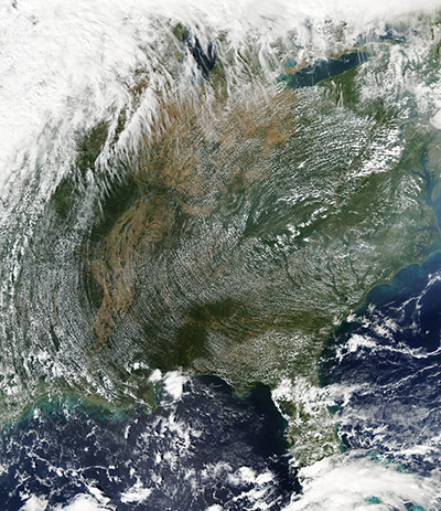 Satellite Eye on Earth  Clouds atmospheric art over Eastern US