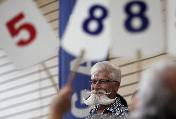 Beard championships: A participant of the European Beard Championship smiles