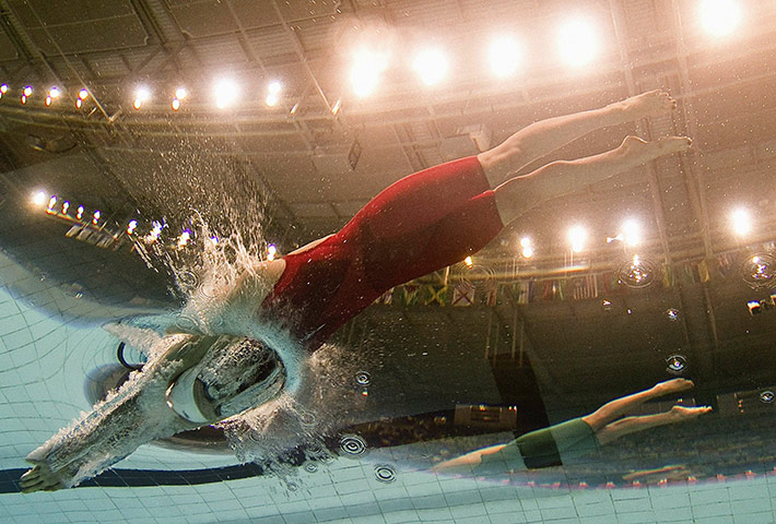 Commonwealth Games Day 4: England swimmer Ellen Gandy competes in the final women's 100 m butterfly 