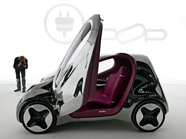 Paris cars: A visitor photographs a Kia Pop electric concept