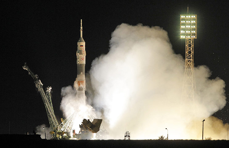 Launch Space Station: Internation Space Station launch at the Baikonur cosmodrome