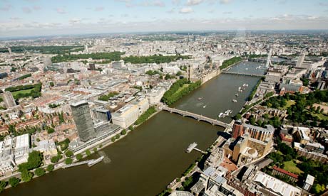 Aerial view of London and the river Thames