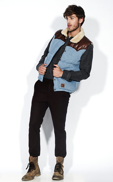 Line-up: Gilets: Denim puffa gilet