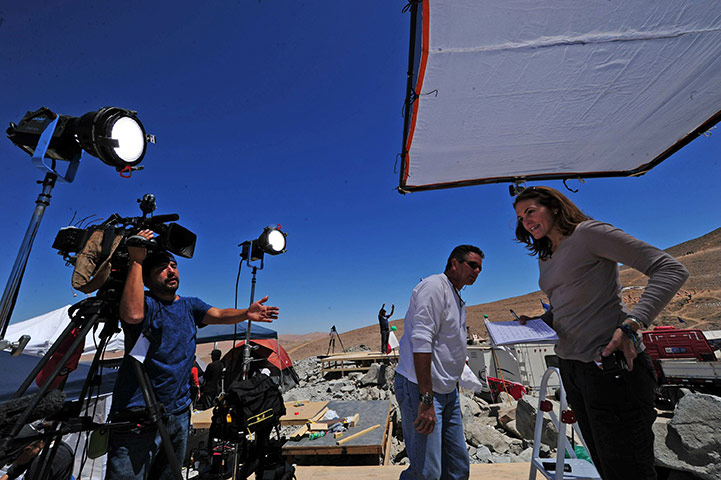 Trapped Chile miners: 7 October: Media crews set up working spaces at the San Jose mine