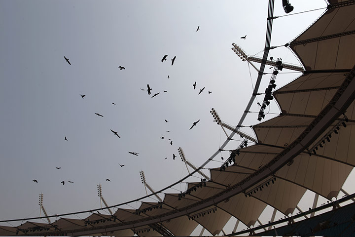 CWG Day 6: Birds circle above the Jawaharlal Nehru Stadium