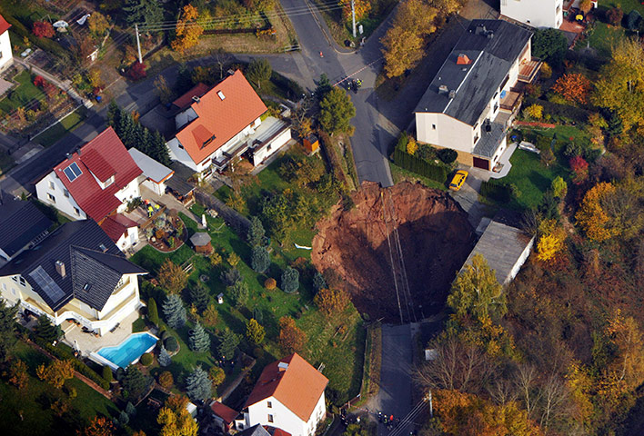 Germany sinkhole: Giant landslide under a residential street, Schmalkalden, Germany