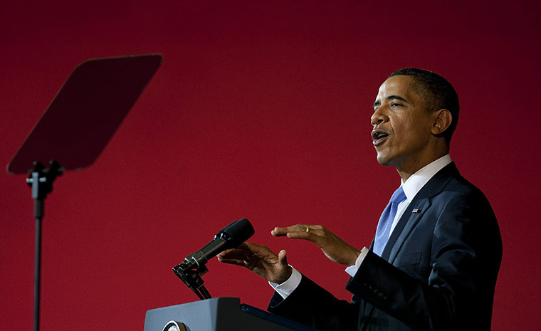Obama in Indonesia: 10 Nov: US President Barack Obama speaks at the University of Indonesia