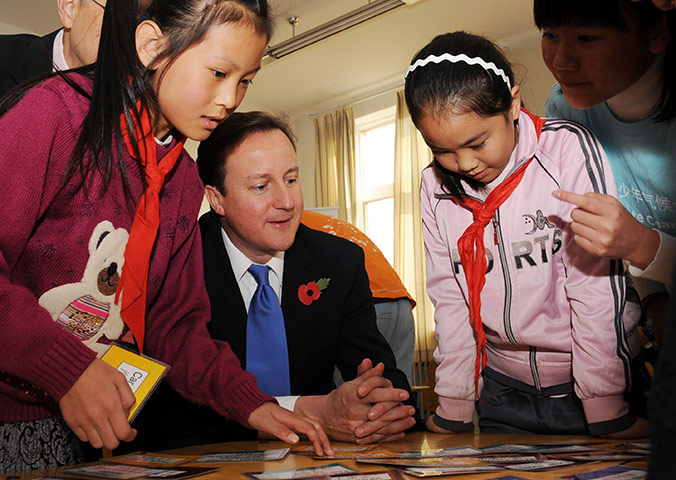 David Cameron in China: David Cameron at the Machikou Central Primary school