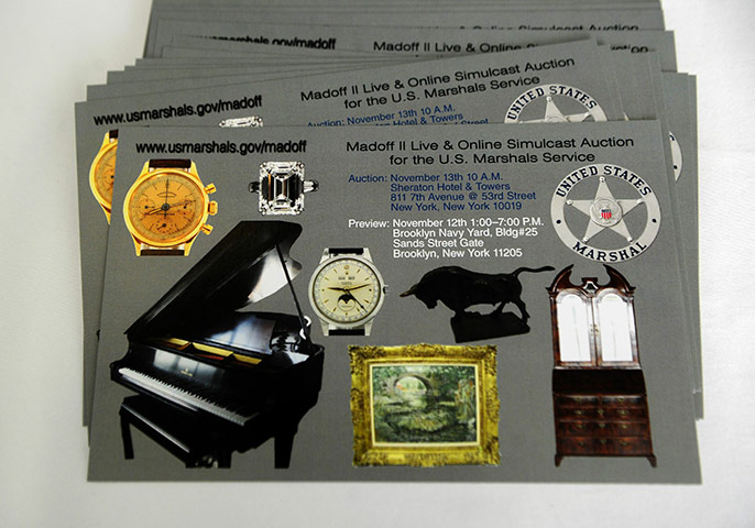 Bernard Madoff: Brochures announcing the auction of personal items of Bernard Madoff