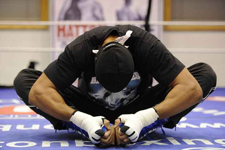 Haye v Harrison: David Haye stretches during a training session