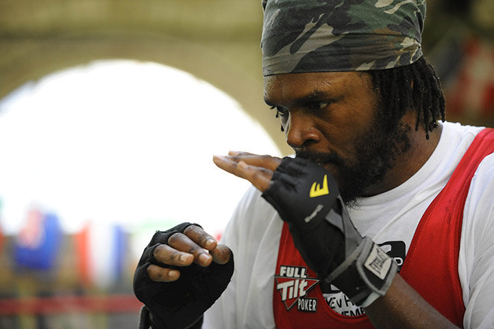 Haye v Harrison: Audley Harrison training at the Repton Boys club