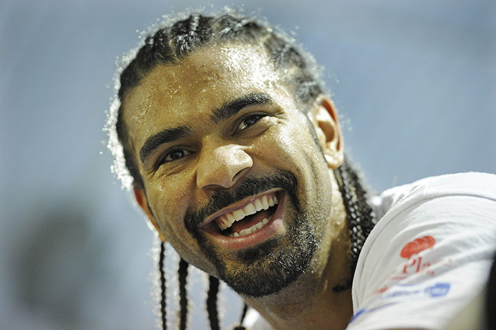 Haye v Harrison: David Haye seems to be enjoying himself during the training session