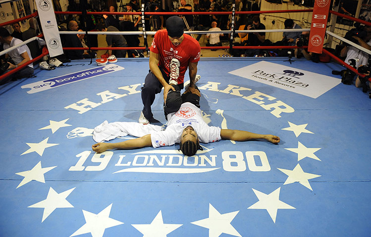 Haye v Harrison: David Haye is given a good stretch out by his masseuse
