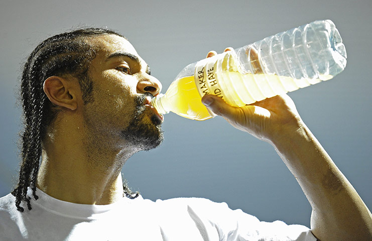 Haye v Harrison: David Haye takes in a drink during a training session