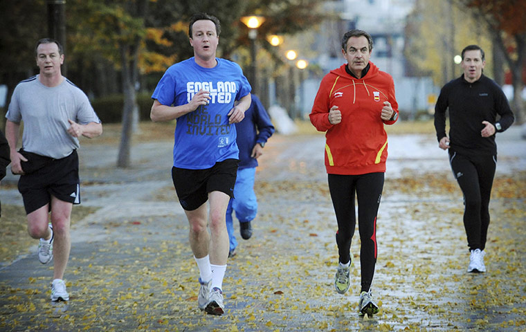 G20 Summit Update: David Cameron runs with Spanish PM Jose Luis Rodriguez Zapatero