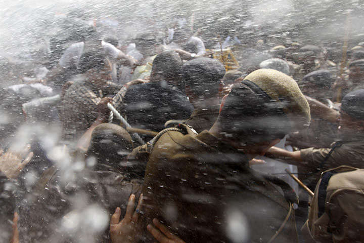 24 hours in pictures: congress party protest in New Delhi, India