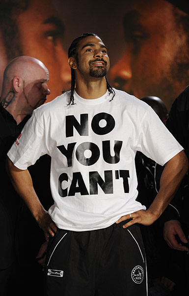 Haye v Harrison: David Haye wears a t-shirt to antagonise Audley Harrison