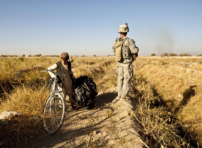 101st Airborne: An American soldier keeps watch outside Talukan