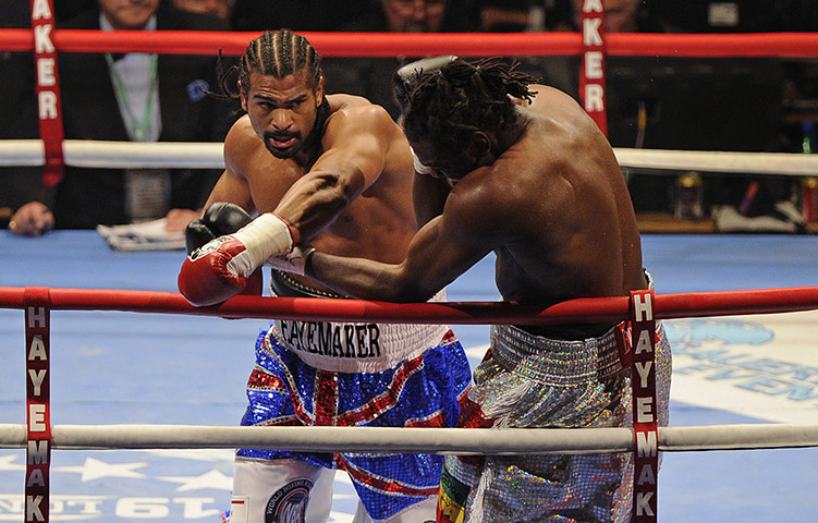Haye v Harrison: David Haye lands a big left on Audley Harrison