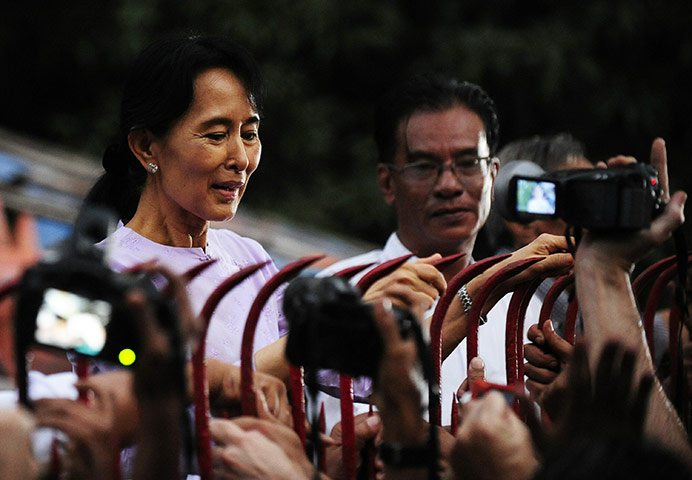 24 hours: Myanmar's opposition leader Aung San Suu Kyi smiles 