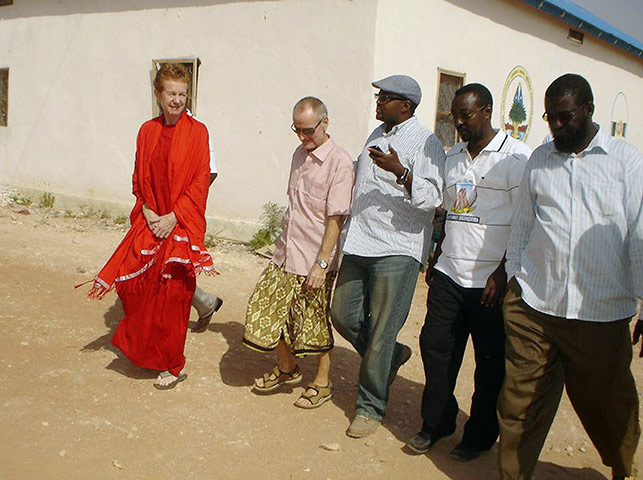 Somali Pirates: Paul and Rachel Chandler with local leaders after their release, Adado town